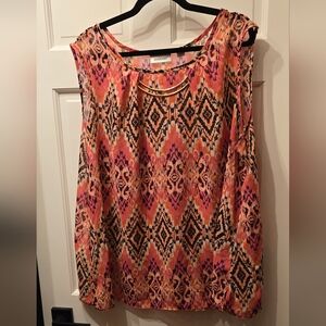 Vibrant Geometric Print Women's Sleeveless Top Avenue 26/28W NWT